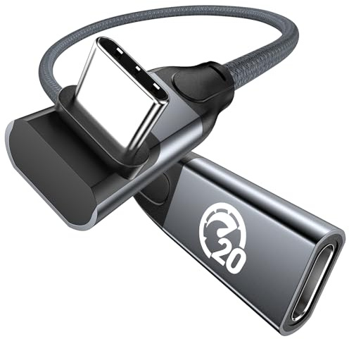 240W USB C Verlängerungskabel 0,3M, 90 Grad USB C Stecker auf Buchse Kabel | USBC 3.2 20Gbps 4K Video PD 3.1 Laden, Typ C Extender für iPhone 17 16 15, Galaxy S26 S25, MacBook M4 M3, Pixel 10/9/8