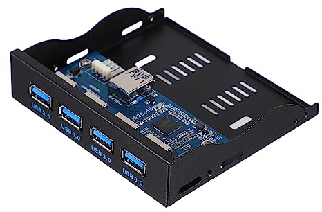 Uonlytech Panel Frontal USB 3.0 de 4 Puertos para Bahía de Disquete 3,5 Pulgadas, Acero Inoxidable, Fácil Instalación