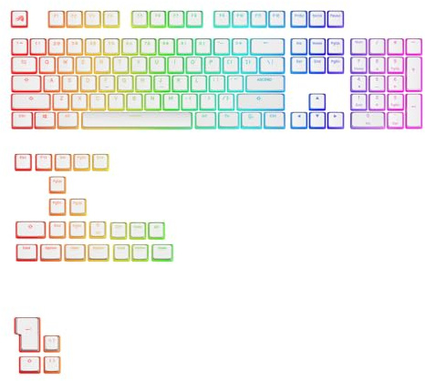 GLORIOUS Gaming - GPBT Aura RGB Keycaps: Pudding Style Keycaps, Double Shot PBT, Translucent Design, Fits 100% - American QWERTY Layout - White English QWERTY Layout (US)