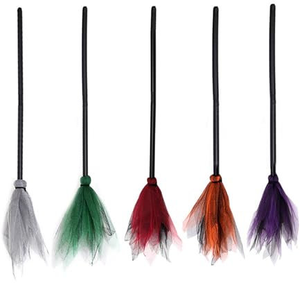 5 Piezas De Escoba De Bruja De Halloween | Accesorios De Cosplay De Escobas De Bruja | Accesorios De Disfraz De Halloween para Niños Y Adultos para Accesorios De Fotografía