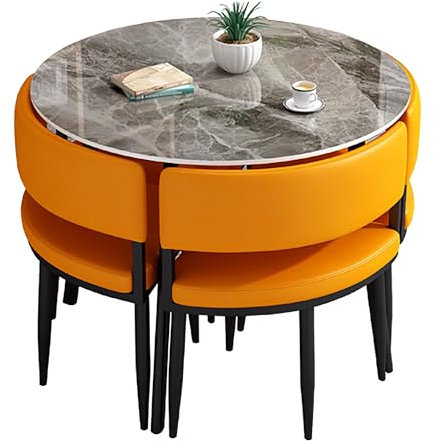 Moderner Besprechungstisch Küchenmöbel-Set für Esszimmer, 5-teiliges quadratisches/rundes Esstisch mit 4 Stühlen, ideal für kleine Räume und Verhandlungsbesprechungen