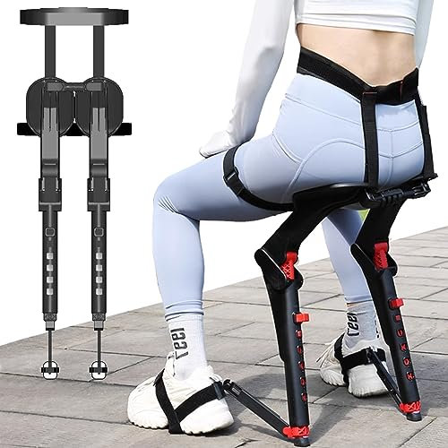 Sgabello da pesca per esterni, portatile, pieghevole, indossabile, sedili invisibili, sedia senza sedia con seduta ergonomica leggera per diverse altezze, regolabile a 5 marce