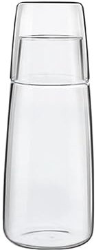 Lizhuzhuzs28 Jarra Agua Fria Juego de Tetera de Vidrio de 750 ml, Jarra de Agua Transparente con Taza de Vidrio, hervidor de Agua for la mesita de Noche del hogar Jarra Agua Detox Frutas(Transparent)