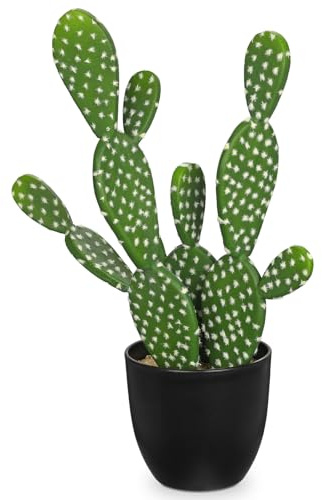 Oairse Artificial Cactus Plants in Pot 42cm Faux Cactus Plants Indoor Fake Prickly Pear Cacti Succulents Plants Artificial Plant Indoor with Pot Cactus Decorations for Home Decor Office Desk Shelf