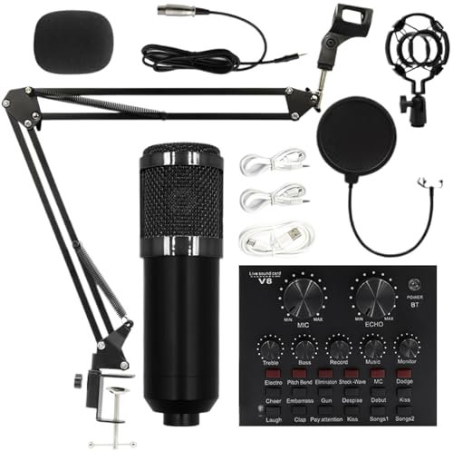 Set Di Microfoni Per Registrazione - Kit Per Streaming Live Intuitivo, Kit Microfono Per Home Studio | Attrezzatura Professionale Portatile Per Streaming Live, Forniture Per Studio Di Registrazione Pe
