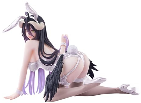 Zhongkaihua Albedo Anime Bunny Girl Figure Figurine Position agenouillée Statue Modèle Ornement de bureau Cadeau de collection (Blanc Ver. 12 cm)