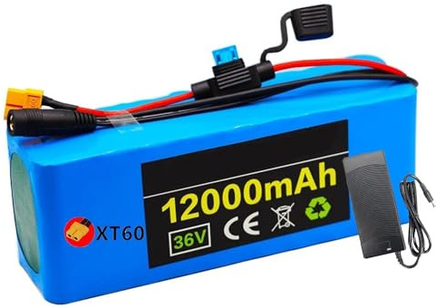 36V 12 Ah E-Bike Lithium-Ionen-Akku mit 36V 2A Ladegerät 13S3P Elektrofahrrad-Roller-Akku Eingebautes BMS für 250 W 300 W 350 W 500 W Motor 36V 12Ah,XT60/T Plug