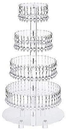 CVNIMV Alzata per Torta a 5 Strati Rotonda in Acrilico, Supporto per Torta, Supporto per Dessert, Pendente in Cristallo, espositore Trasparente per Decorazioni per Matrimoni, Feste di Com