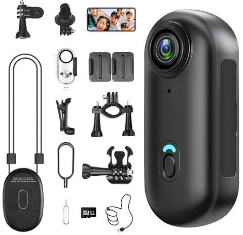 LXMIMI Caméra d'action WiFi, Camera Sport 170° Minicaméra Sportive WiFi HD 1080P, Petite-caméra d'action, Caméra Vidéo Vélo, Caméra Casque avec de Multiples Accessoires pour la Moto et Le Vélo