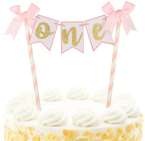 Handmade One Cake Topper, 1st Birthday Cake Topper for Baby Shower Favors, Gender Reveal, Baby Photo Booth Props