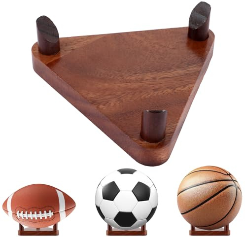 LOLYSIC 3 Stück Ballständer Holz Ballhalter Bälle Präsentieren, Ball Halterung Wand, Basketball Halter im Dreieck-Design, Ball Ständer, Football Halter für Rugby Ball Aufbewahrun, Kugelständer