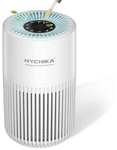 HYCHIKA Purificador de Aire con Filtro HEPA H13, Air Purifier con Aromaterapia, 20dB Modo Sueño, Elimina 99,97% de Polvo, Polen, Humo y Olores, 3 Luces Nocturnas, Temporizador, para Hogar y Dormitorio