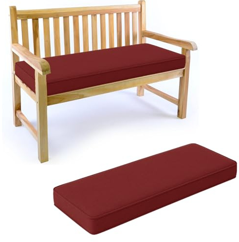 Generisch Bankauflage, 5 cm Dicke Sitzkissen Bank Outdoor Bankkissen mit Abnehmbarem Leinen Bezug, rutschfest bankpolster, Gartenbank Auflage für Outdoor/Indoor Bankkissen,Wine red,160X40X5CM