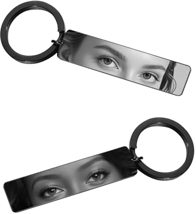 eaaioi schlüsselanhänger personalisiert augen Schlüsselanhänger Personalisiert mit Bild & Gravur Edelstahl Schwarz Weiss Bild Personalisiertes Geschenk für Freundin, Freund, Papa vatertag