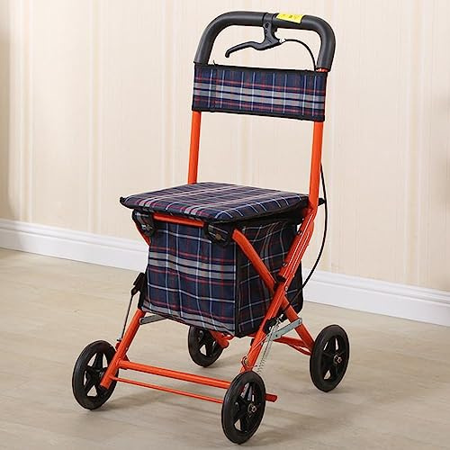 Walking Trolley for Seniors - Sit, Push & Climb Stairs - Mobile Wheeled Walker with Seat & Transport Chair - Mobility Aid for Elderly, Convenient Grocery Shopping