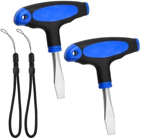 LEONTOOL 2 Stück 10 mm T-Griff Flachkopf-Schraubendreher mit ergonomischem Kunststoffgriff, kompakter breiter Schlitzschraubendreher, Montagewerkzeug für Schlitzschrauben, verwendet auf