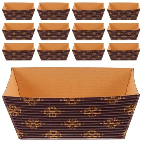 OHPHCALL 25 pezzi Teglie in Carta Ondulata Rettangolari per Pane e Dolci Resistenti Alte Temperature Usa e Getta per Feste Matrimoni e Shower