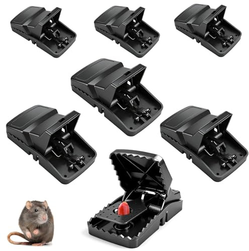 msymsyu Rattenfalle 7er Set Mausefalle Schlagfalle Schwarz 14cm/11cm | Große Mäusefallen (4er), Klein Mäusefalle (3er), Garten, Küche, Garage, Scheune, Indoor-Outdoor