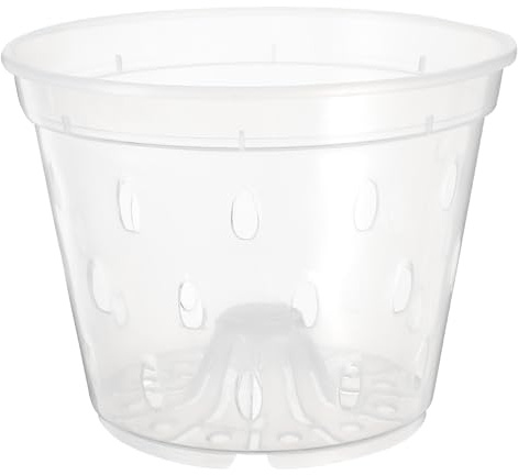 Veemoon Pot à Orchidée en Plastique Transparent 13 Cm avec Trous de Drainage pour Croissance Saine des Racines, Balcon et Jardin