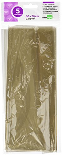 Liderpapel CL16 Papel Celofan 50 X 70 cm, 22G/M2 Bolsa De 5 Hojas Transparente