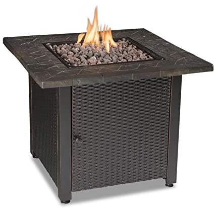 Endless Summer GAD1401M LP Gastisch Feuerstelle für den Außenbereich, mit Kachelofen und Lavastein, Kamin, braun | 30.000 BTU