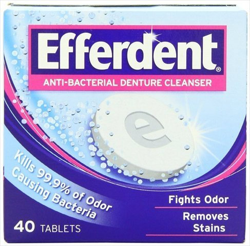 Efferdent Efferdent Lot de 40 pastilles nettoyantes antibactériennes pour prothèses dentaires