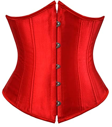 Kelvry Women's Satin Waist Cincher Lace up Boned Bustier Underbust Corset