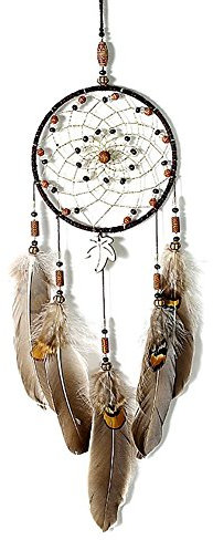 IMMIGOO Traumfänger Handgefertigt Traditionelles Dreamcatcher Indischen Gute Träume Wand Zimmer Auto Deko Ornament Geschenk,für Geburtstag, Braun