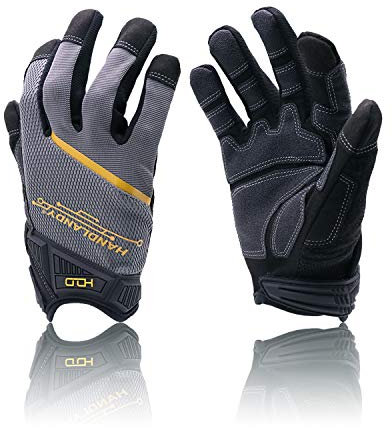 HANDLANDY Herren-Arbeitshandschuhe, verschleißfest, atmungsaktiv und flexibel, Mechaniker-Arbeitshandschuhe, Touchscreen, Lager, Outdoor, Hof, LKW, Fahrer, Geschenke (L)