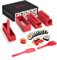AGPTEK Juego de Moldes y Herramientas de 10 Piezas para Hacer Sushi DIY (Superior), Maki Kit de Fabricación con Cuchillo de Sushi Profesional, Kit de Sushi, Rojo