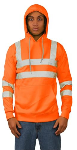 Hamishkane® Herren Fleece Pullover Warnschutzjacke Langarm Reflektor Jacke Herren Baustellen Hi Vis Hoodie Sweatshirt Warnjacke Winter