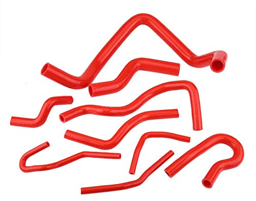 Kit de manguera de radiador de silicona, kit de manguera de refrigerante de radiador automático de silicona para coche 9 piezas para Civic D15 D16 SOHC EG/EK 1992-2000(rojo)
