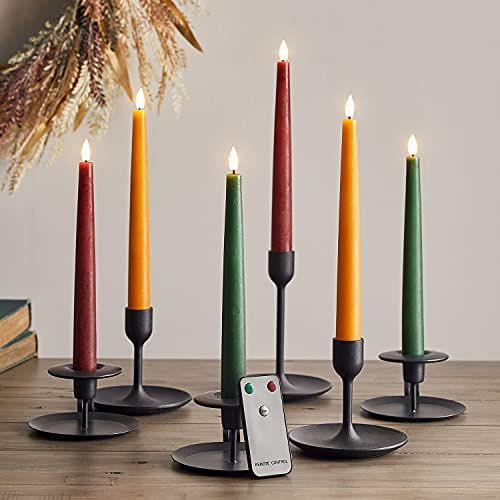 Lights4fun 6er Set bunte TruGlow® LED Stabkerzen mit Fernbedienung und Timer Echtwachs 22cm batteriebetrieben