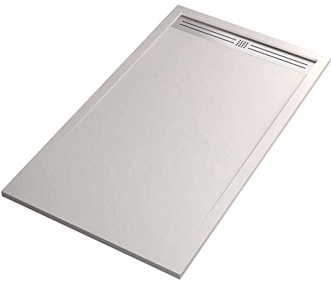 OLIMPO DOCCE - Piatto doccia in marmoresina bianco con scarico laterale griglia inox | Piletta Gratis STAR RELAX - 80x140