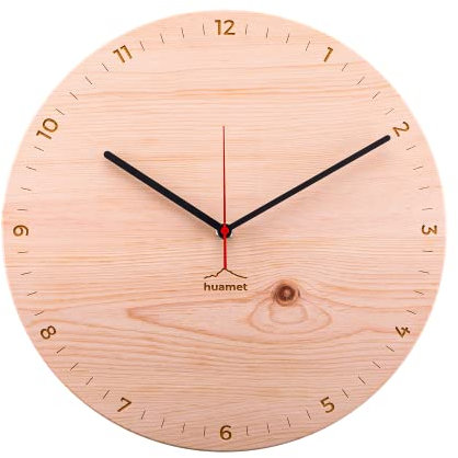 huamet CH40-A-1806 Holz-Wanduhr Bergtouhr Zirbe rund