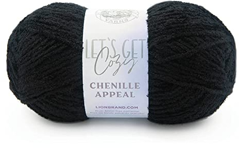 Lion Brand Yarn, Chenille Appeal Yarn for Knitting and Crocheting, Onyx, 1 Pack