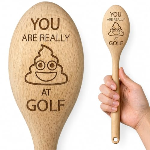 Golf Trophy Wooden Spoon Booby Prize - Funny Engraved S**t At Golf Loser Trophy Gift for Golf Days