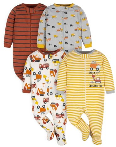 Gerber Baby Boys 4 Pack 'N Play Footie And Toddler Sleepers, Transportation Zone, 3-6 Months US