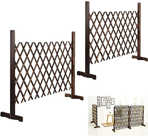 2PCS Palissade en Bois Bordure Jardin - Clôture Télescopique De Jardin, Clôture Grimpante Extensible pour Plantes, Écran De Clôture De Confidentialité Extérieur, Clôture Décorative en Bois