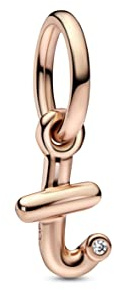 Pandora Moments Anhänger, Buchstaben-Charms, 14-karätig Roségold-vergoldet, mit klarem Cubic Zirkonia