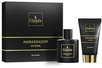 Gisada - Ambassador Intense Set | Geschenkset | Eau de Parfum 50 ml & Duschgel 100 ml | Würziger, frischer Herrenduft