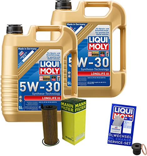 Inspektionspaket 10L LIQUI MOLY 5W-30 für A5 Sportback Q7 Touareg Avant Q5 | Motoröl LIQUI MOLY Longlife III 5W-30 Ölfilter Ablassschraube