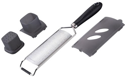 Stanley Rogers Handreibe fein - Breite Reibefläche, Extra scharfe Edelstahlklingen für Käse, Muskatnuss & Mehr - Reibe inklusive Restehalter - Ideal für Profi- und Hobbyköche