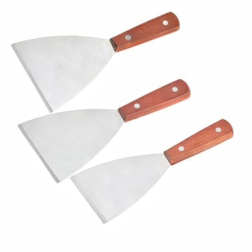 Lajiakoy® Spatule Cuisine Anglées, Raclette, Inoxydable, Plancha, Pizza, Barbecue - Accessoire Plancha (3 Pièces)