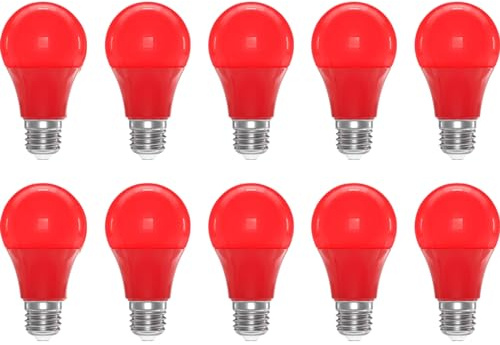 ZFQ 3W E27 Farbige Glühbirnen A60 3W LED Leuchtmittel Birnenform Rot Farbige E27 LED Glühbirne 250LM, für Außen, Partys, Bühnen, Innendekorationen, 10er Pack
