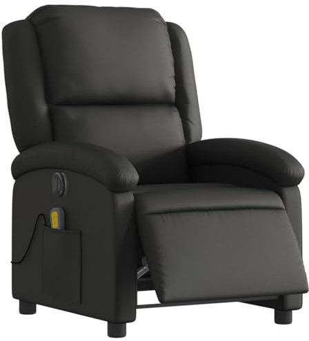vidaXL Massagesessel Elektrisch Schwarz Echtleder