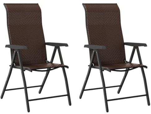 vidaXL Gartenstühle 2 STK., Gartenstuhl Hochlehner Klappbar, Klappstuhl Verstellbar, Stuhl Balkonstuhl Terrassenstuhl, Braun Poly Rattan