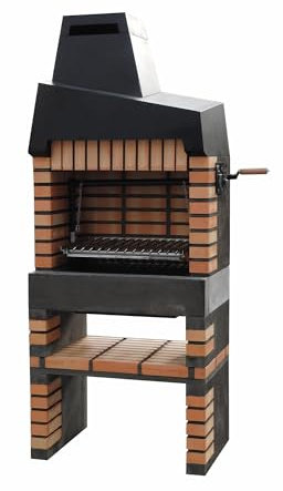 MOVELAR - Barbacoa de Obra Prefabricada de Leña y Carbón Modelo California Plus Full Grill (Gris, Naranja - 86,5 x 58 x 215 cm) REF: M00134 - Parrilla Argentina para Cocina de Exterior