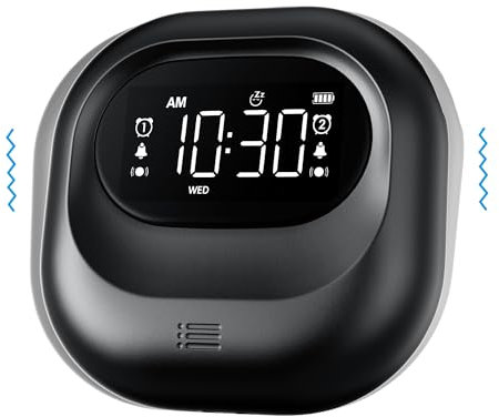 Vibrationswecker für Schwerschläfer, Wiederaufladbarer Lauter Wecker mit Tastensperre-Funktion, Wochentags-/Wochenend-Doppelalarm, Tragbare Reisewecker für Langschläfer, Digitale Mini Vibrationsalarm