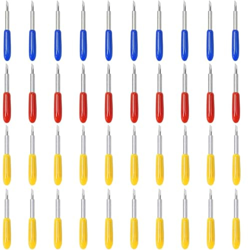 40 Piezas Cuchillas de Punta Fina, Cuchillas de Corte de Repuesto, Cuchillas de Corte, Cuchillas de Corte Profundo, Cuchillas de Repuesto, para Máquina Cortadora de Tela de Vinilo